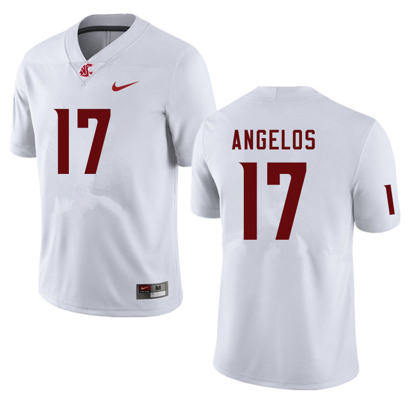 Men #17 Aaron Angelos Washington State Cougars College Football Jerseys Sale-White - Click Image to Close